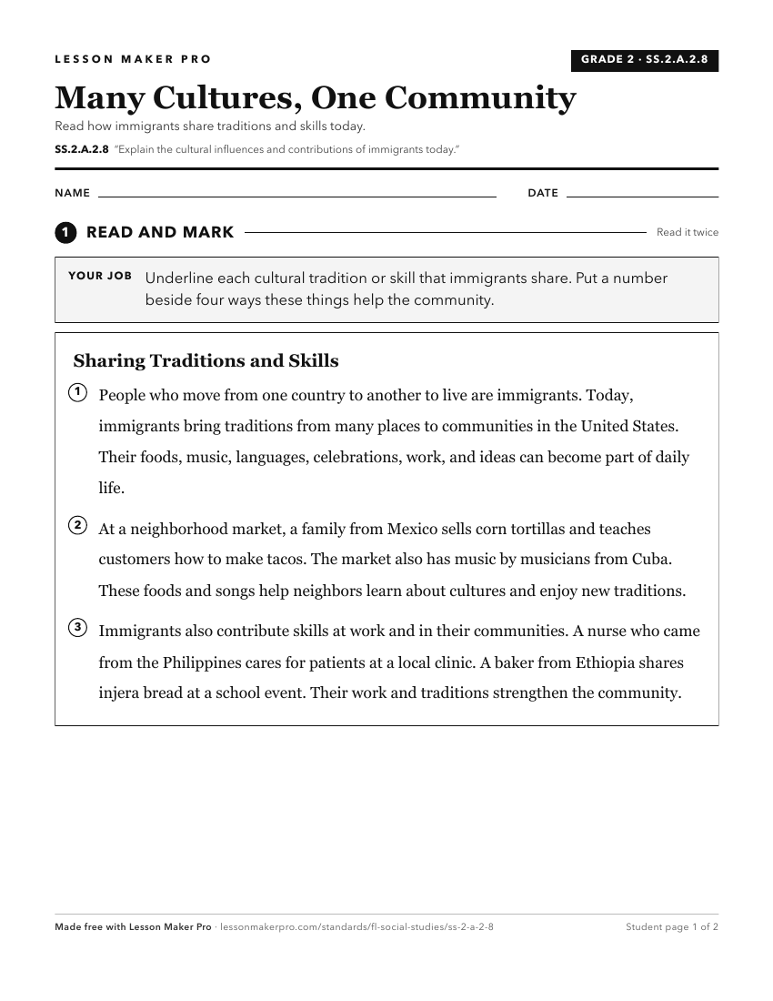 Preview of the SS.2.A.2.8 printable worksheet