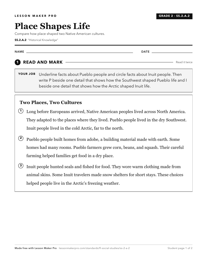 Preview of the SS.2.A.2 printable worksheet