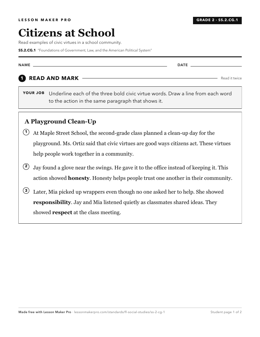 Preview of the SS.2.CG.1 printable worksheet