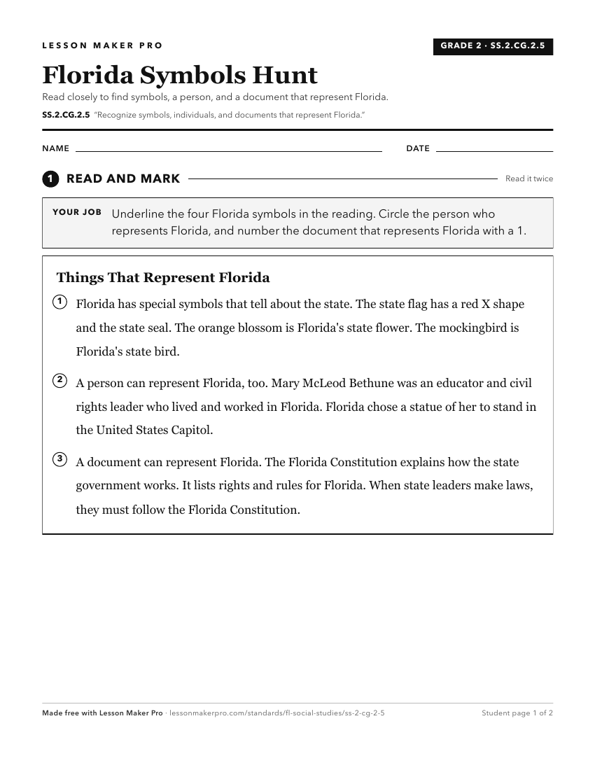 Preview of the SS.2.CG.2.5 printable worksheet
