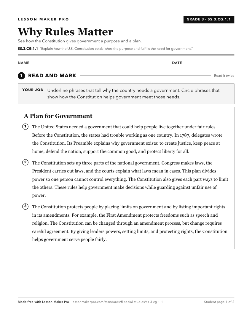 Preview of the SS.3.CG.1.1 printable worksheet