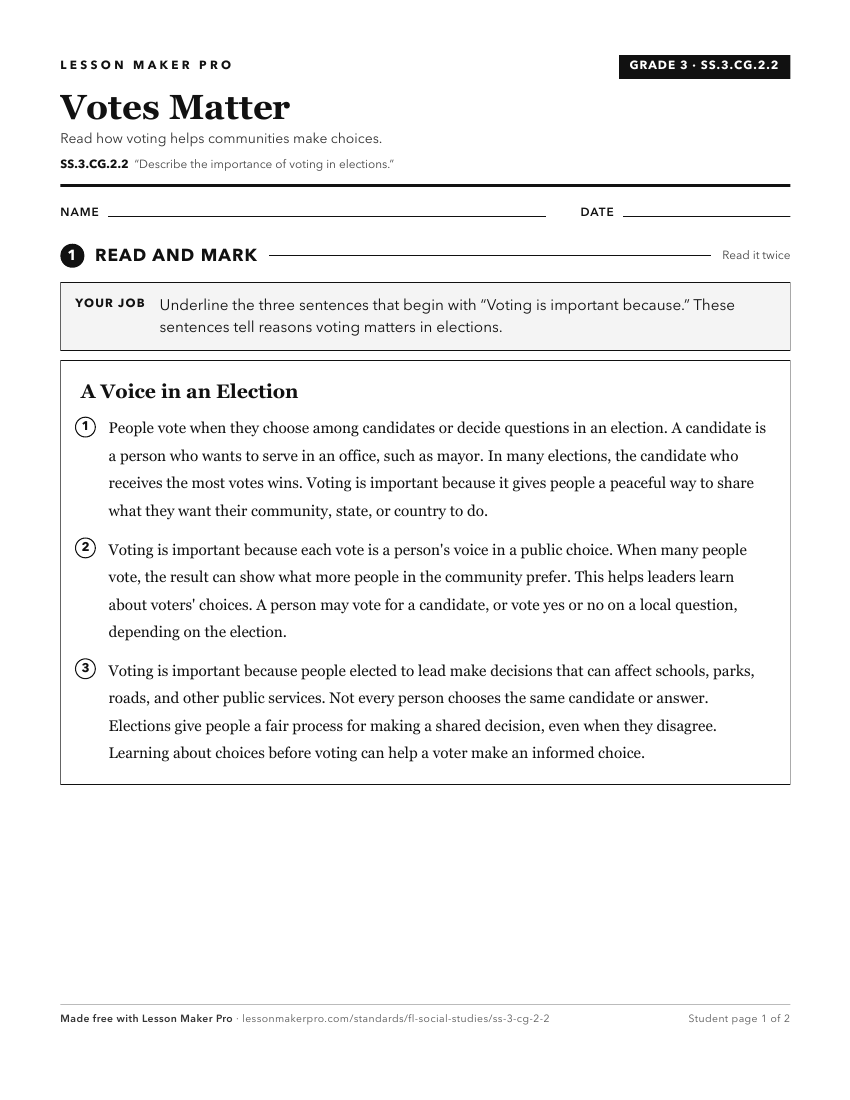 Preview of the SS.3.CG.2.2 printable worksheet