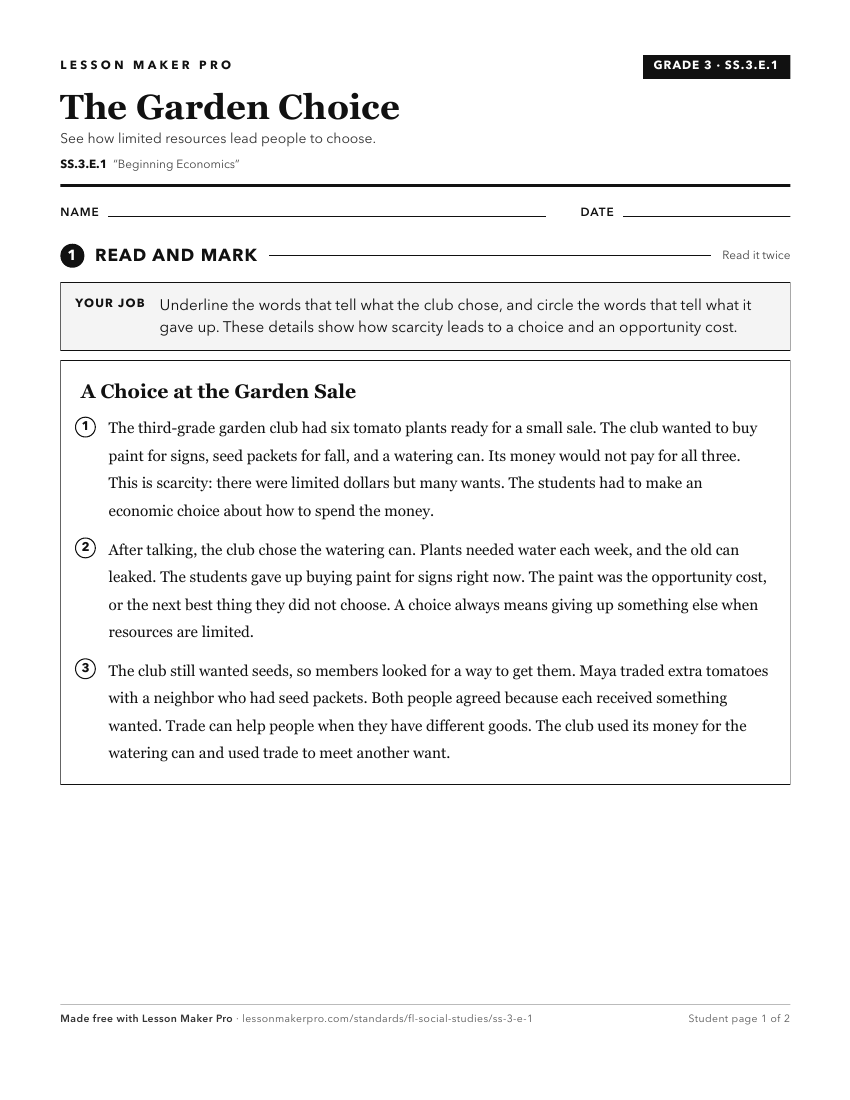 Preview of the SS.3.E.1 printable worksheet