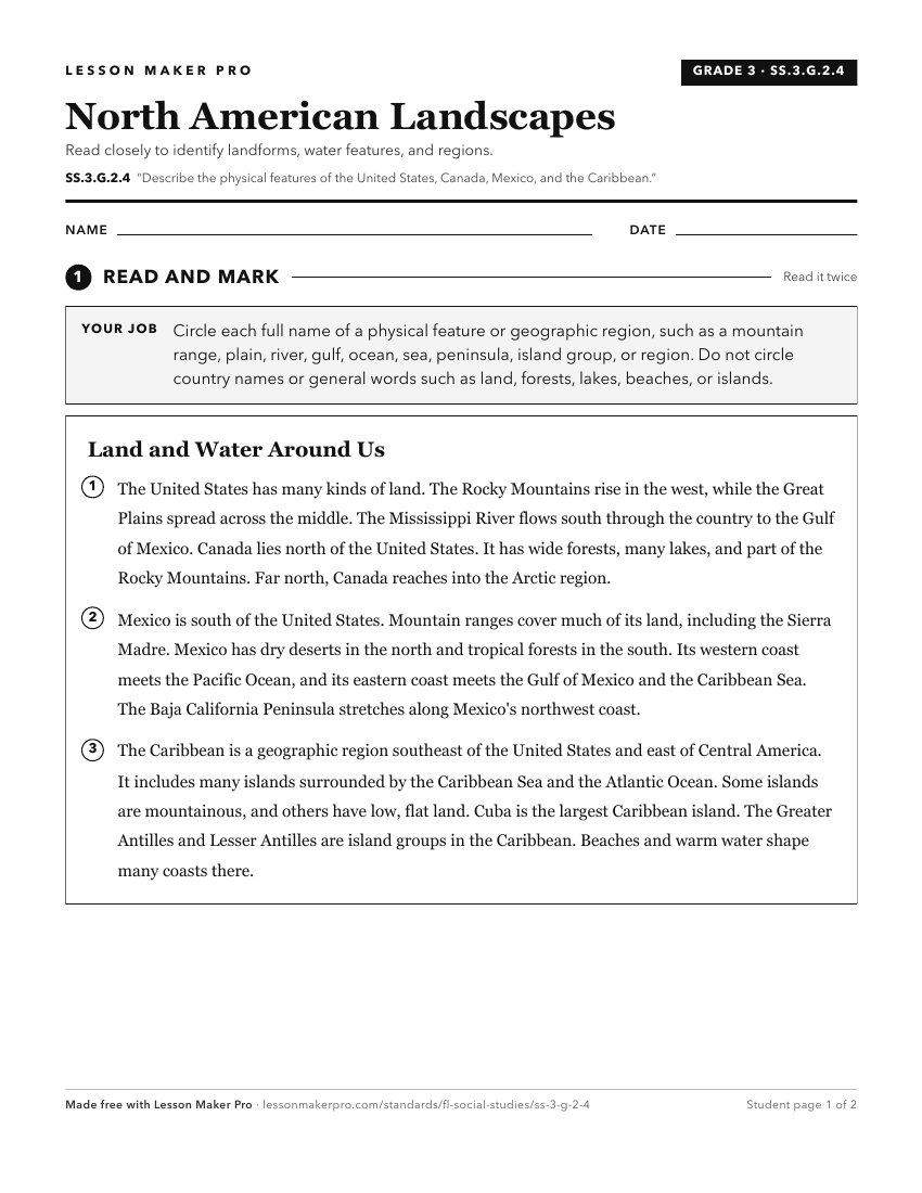 Preview of the SS.3.G.2.4 printable worksheet