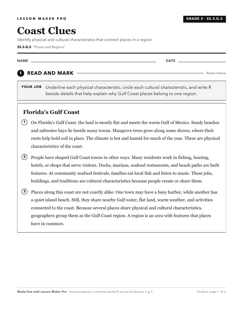 Preview of the SS.3.G.2 printable worksheet