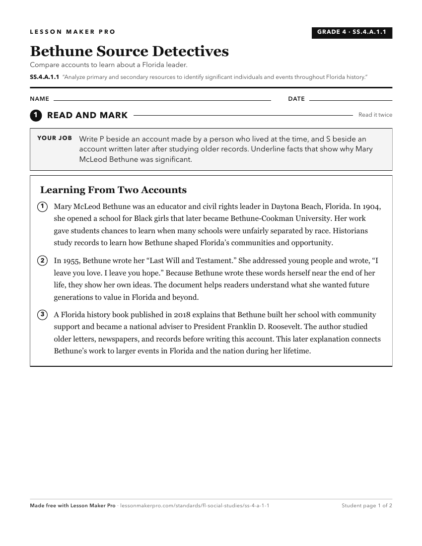 Preview of the SS.4.A.1.1 printable worksheet