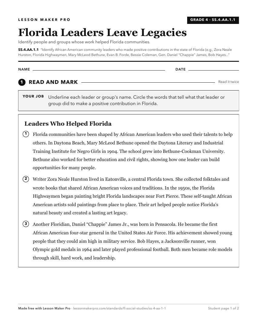 Preview of the SS.4.AA.1.1 printable worksheet