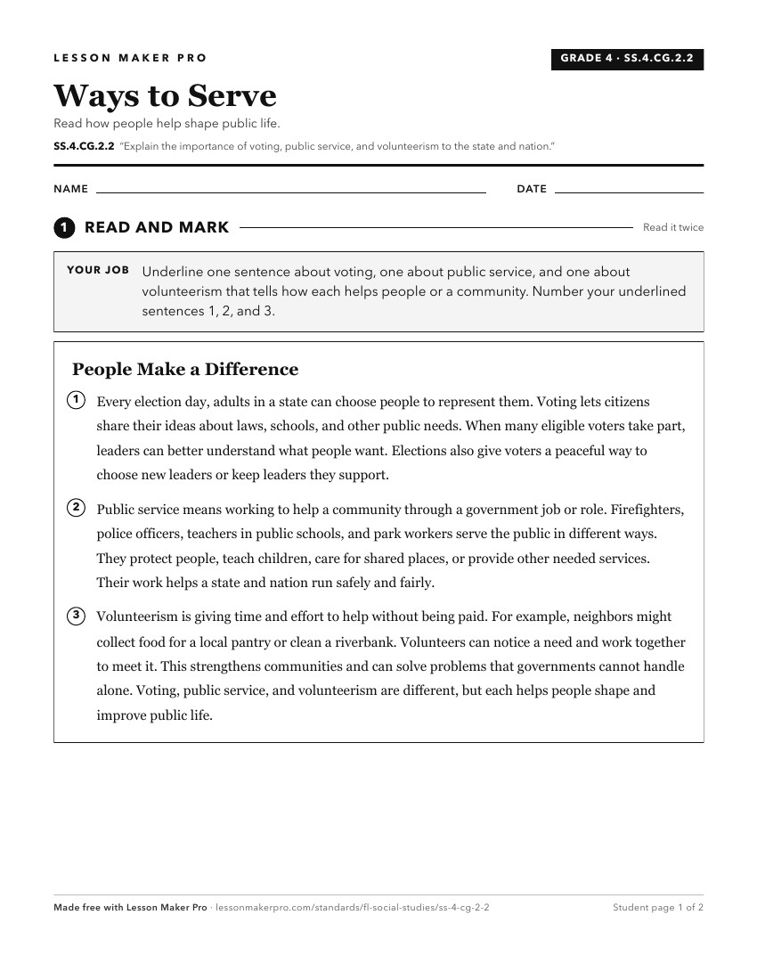 Preview of the SS.4.CG.2.2 printable worksheet
