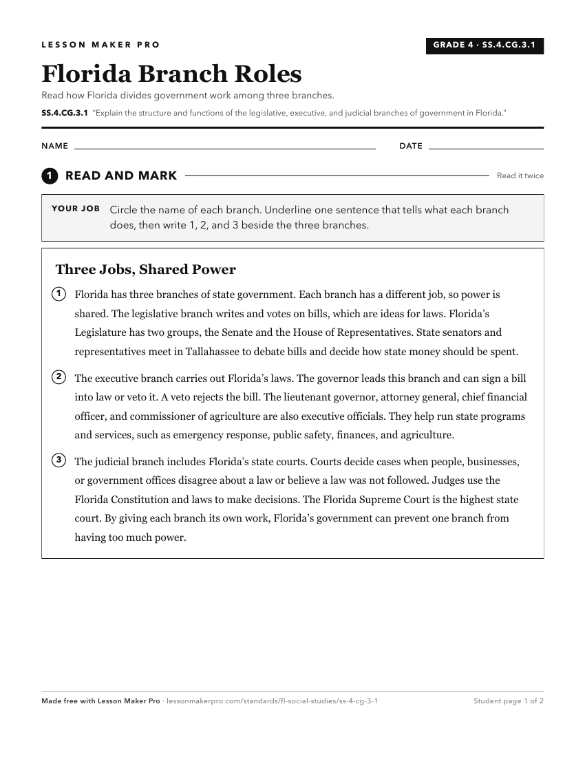 Preview of the SS.4.CG.3.1 printable worksheet