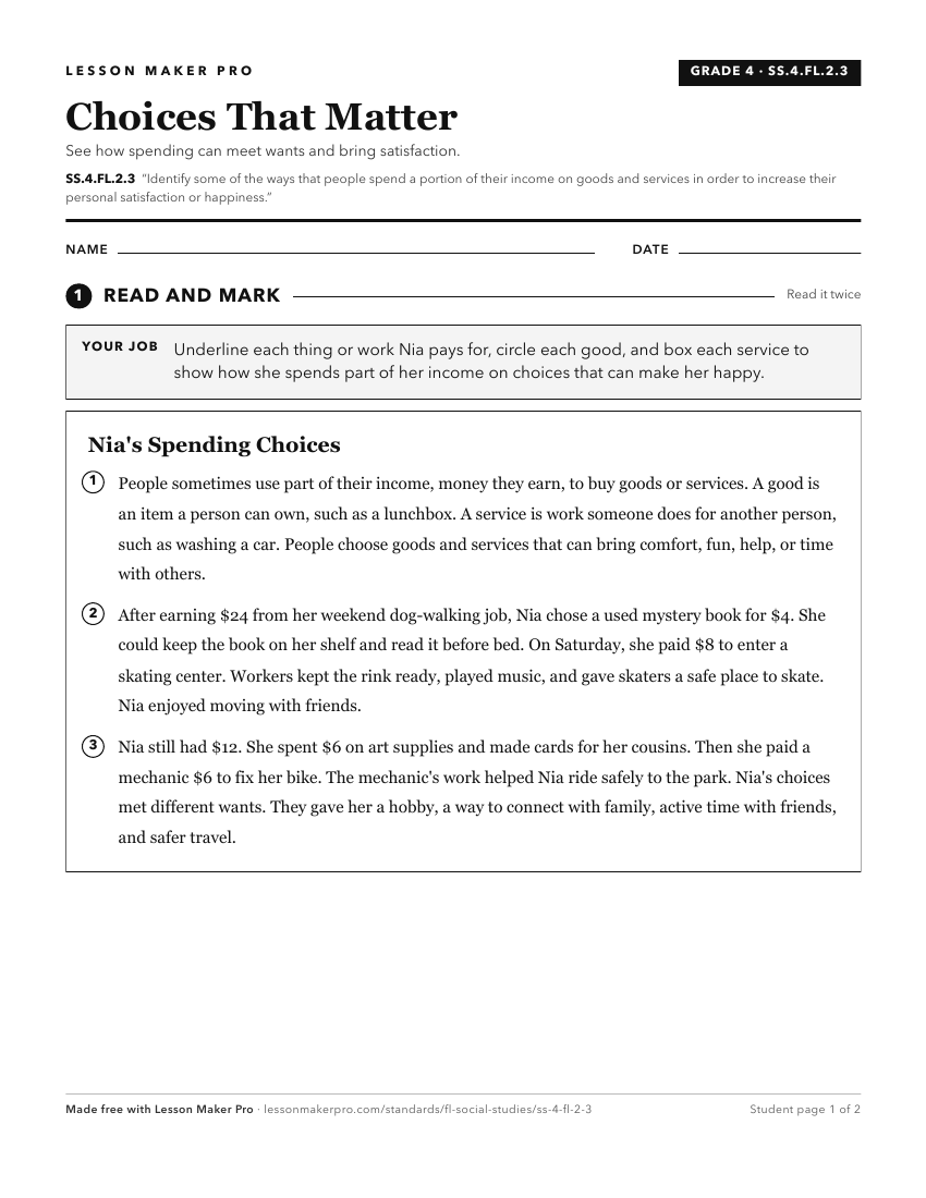 Preview of the SS.4.FL.2.3 printable worksheet