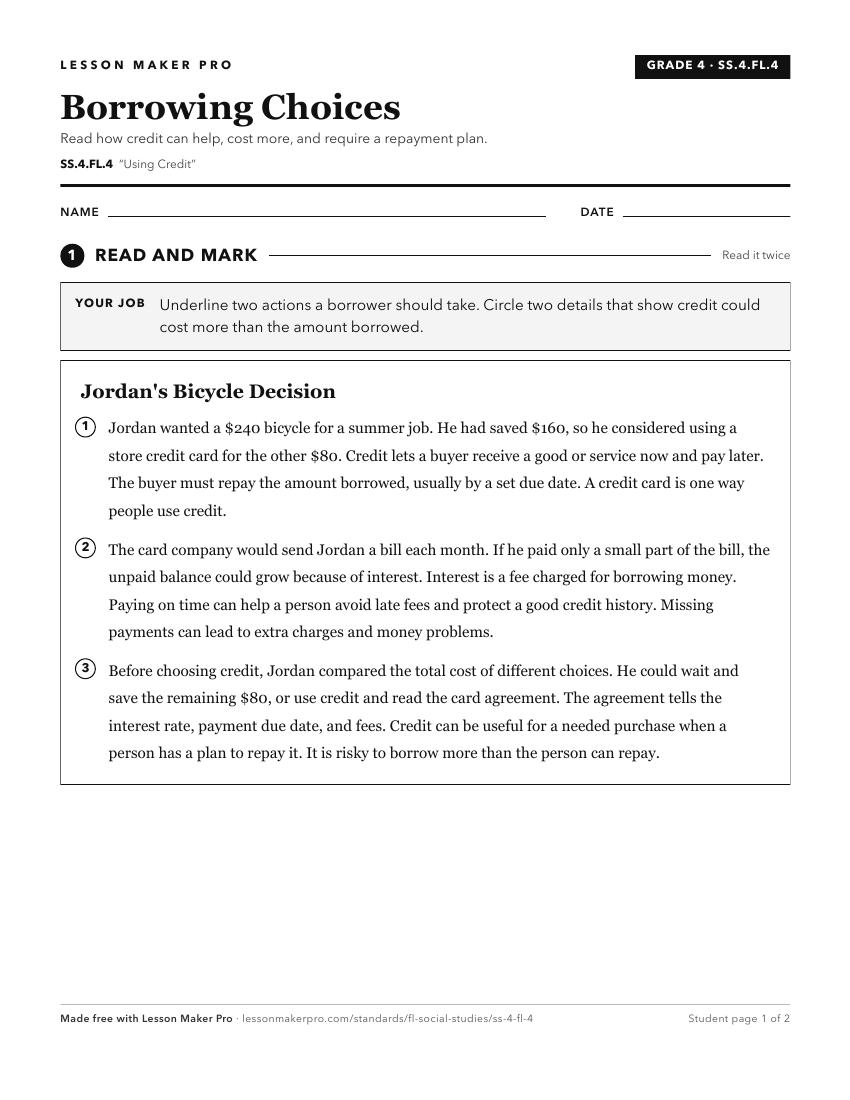 Preview of the SS.4.FL.4 printable worksheet
