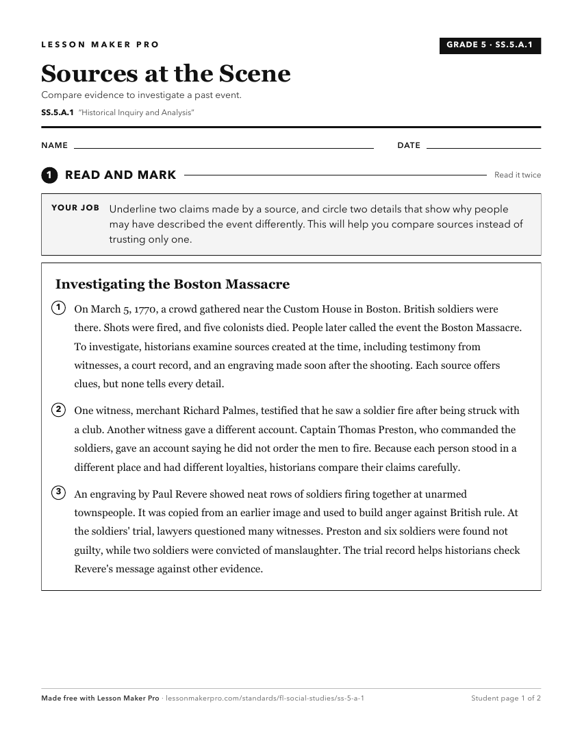 Preview of the SS.5.A.1 printable worksheet