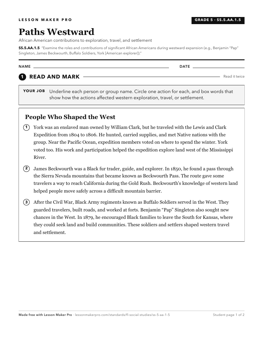 Preview of the SS.5.AA.1.5 printable worksheet
