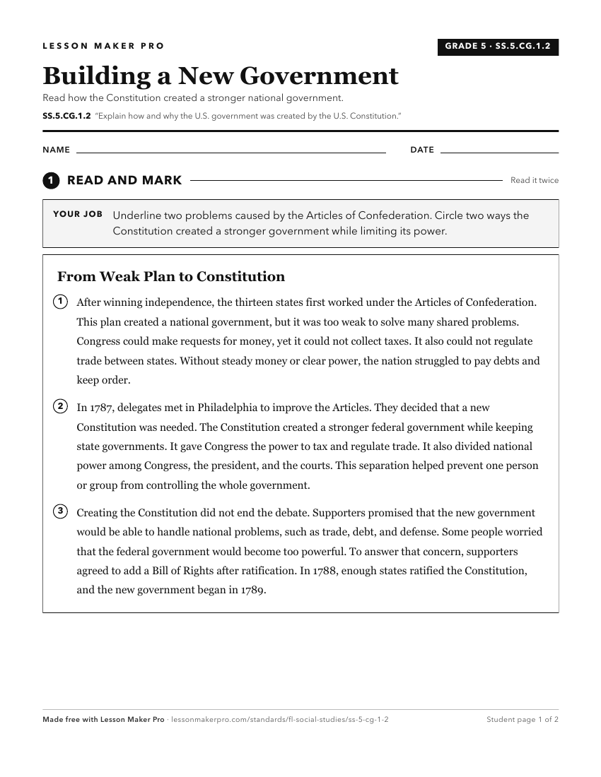 Preview of the SS.5.CG.1.2 printable worksheet