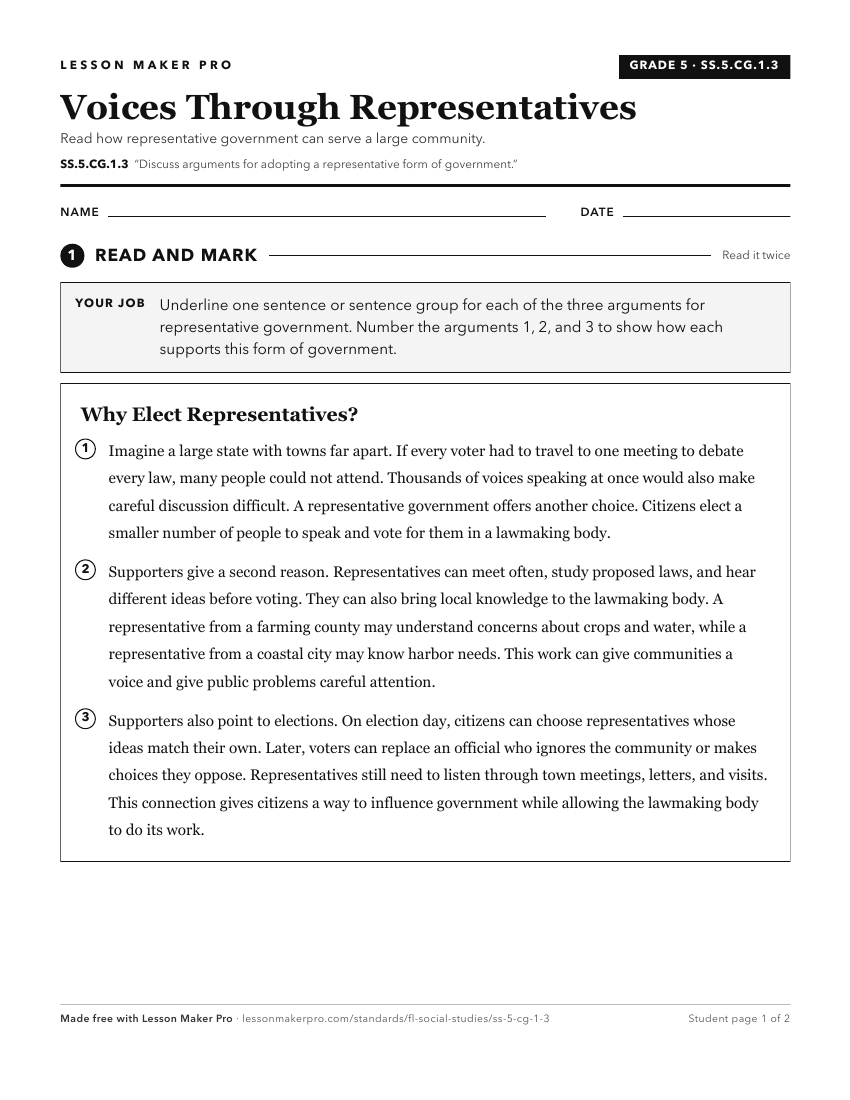 Preview of the SS.5.CG.1.3 printable worksheet