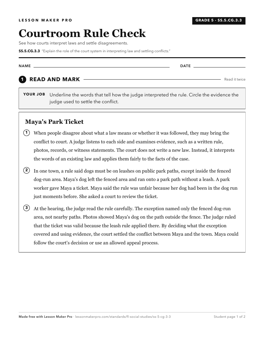 Preview of the SS.5.CG.3.3 printable worksheet