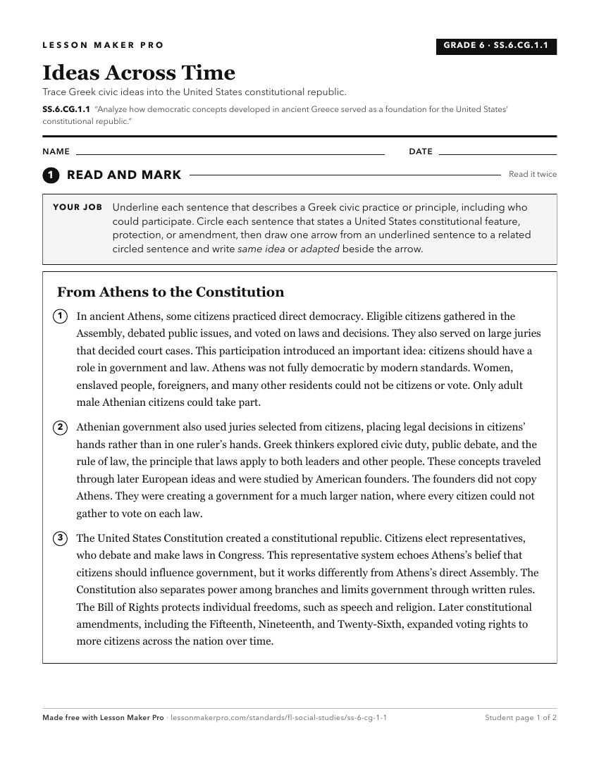 Preview of the SS.6.CG.1.1 printable worksheet