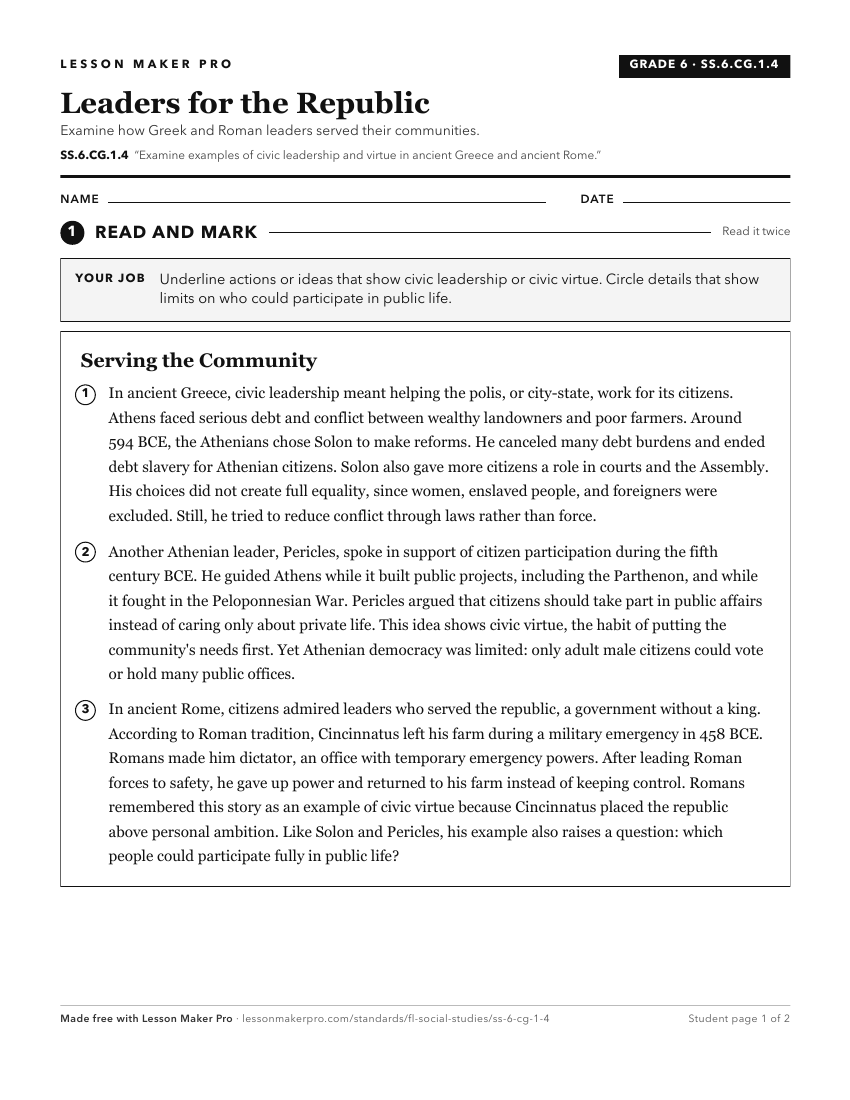 Preview of the SS.6.CG.1.4 printable worksheet