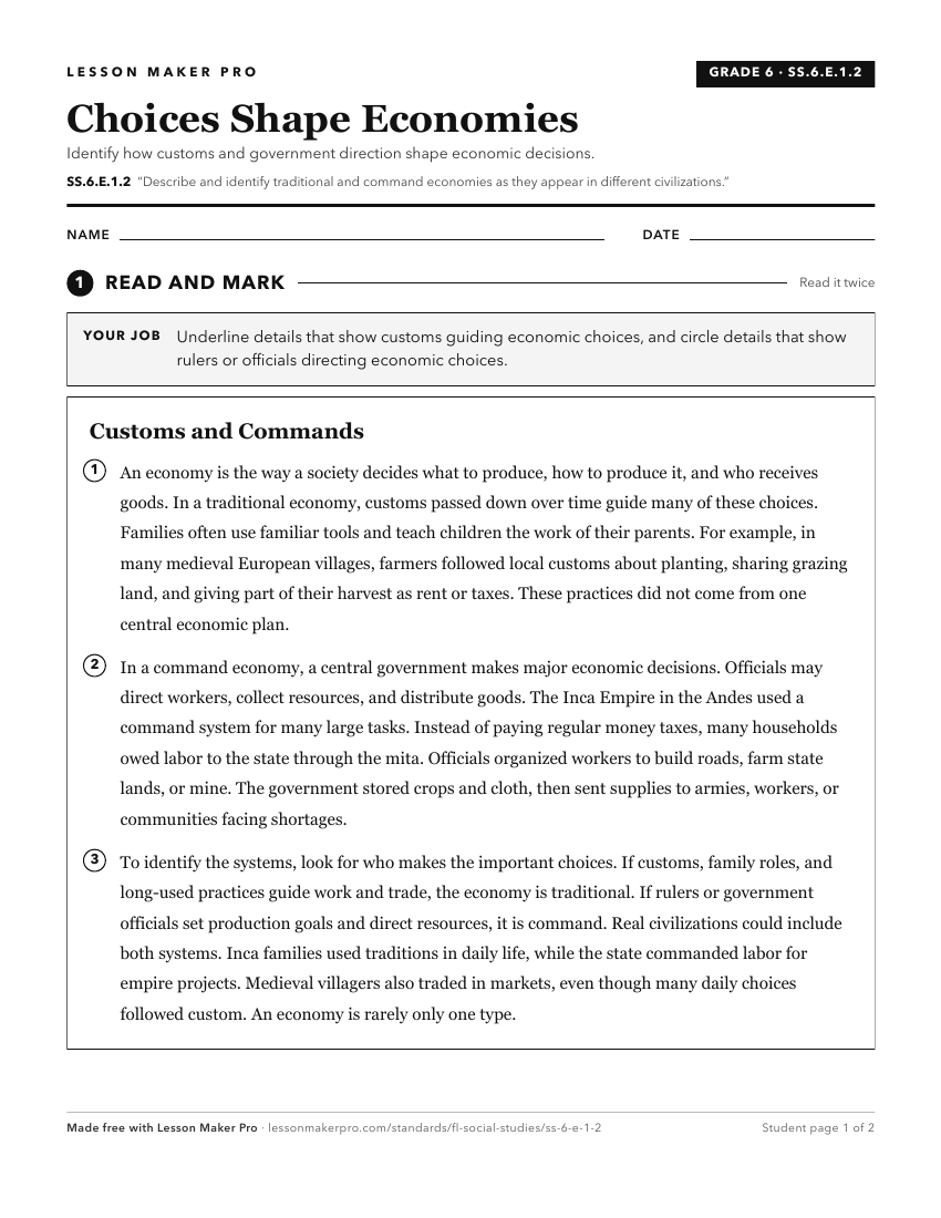 Preview of the SS.6.E.1.2 printable worksheet