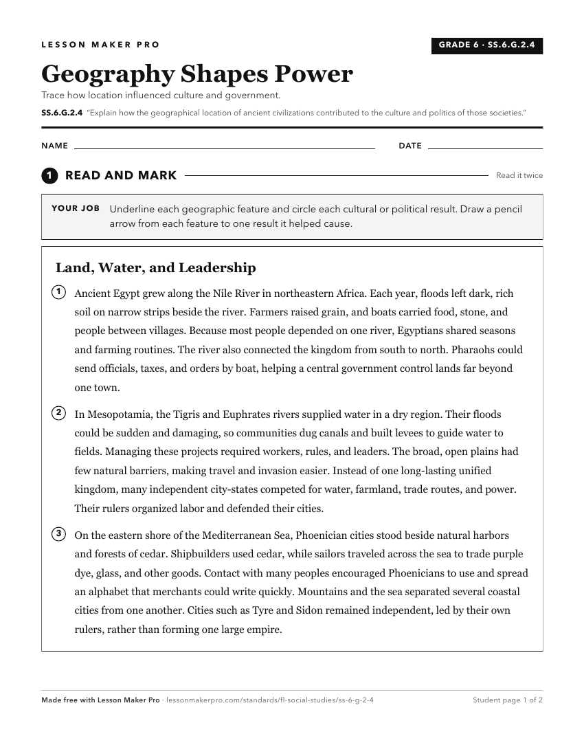 Preview of the SS.6.G.2.4 printable worksheet