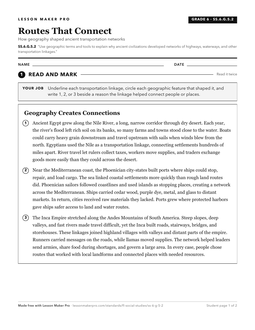Preview of the SS.6.G.5.2 printable worksheet