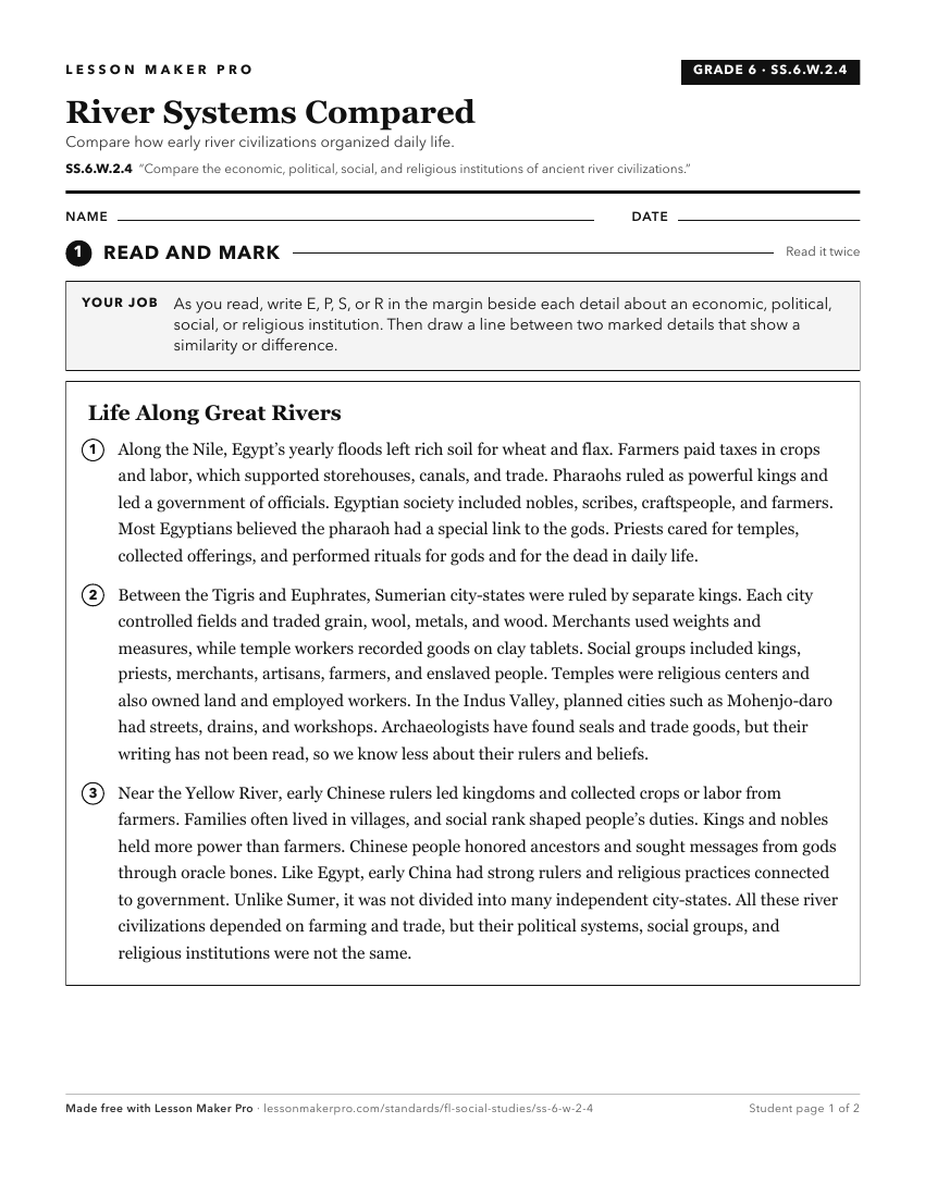 Preview of the SS.6.W.2.4 printable worksheet