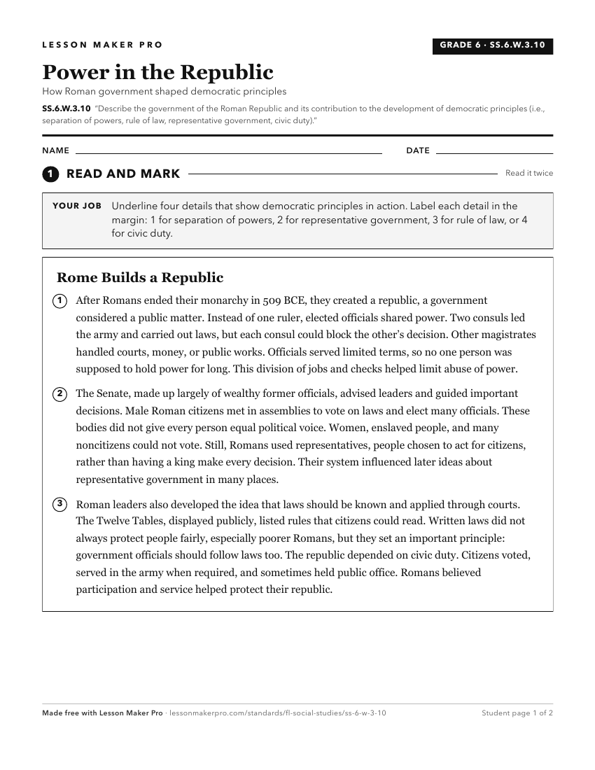 Preview of the SS.6.W.3.10 printable worksheet