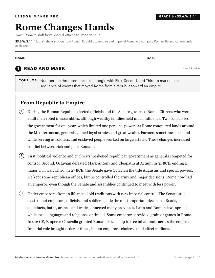 Preview of the SS.6.W.3.11 printable worksheet