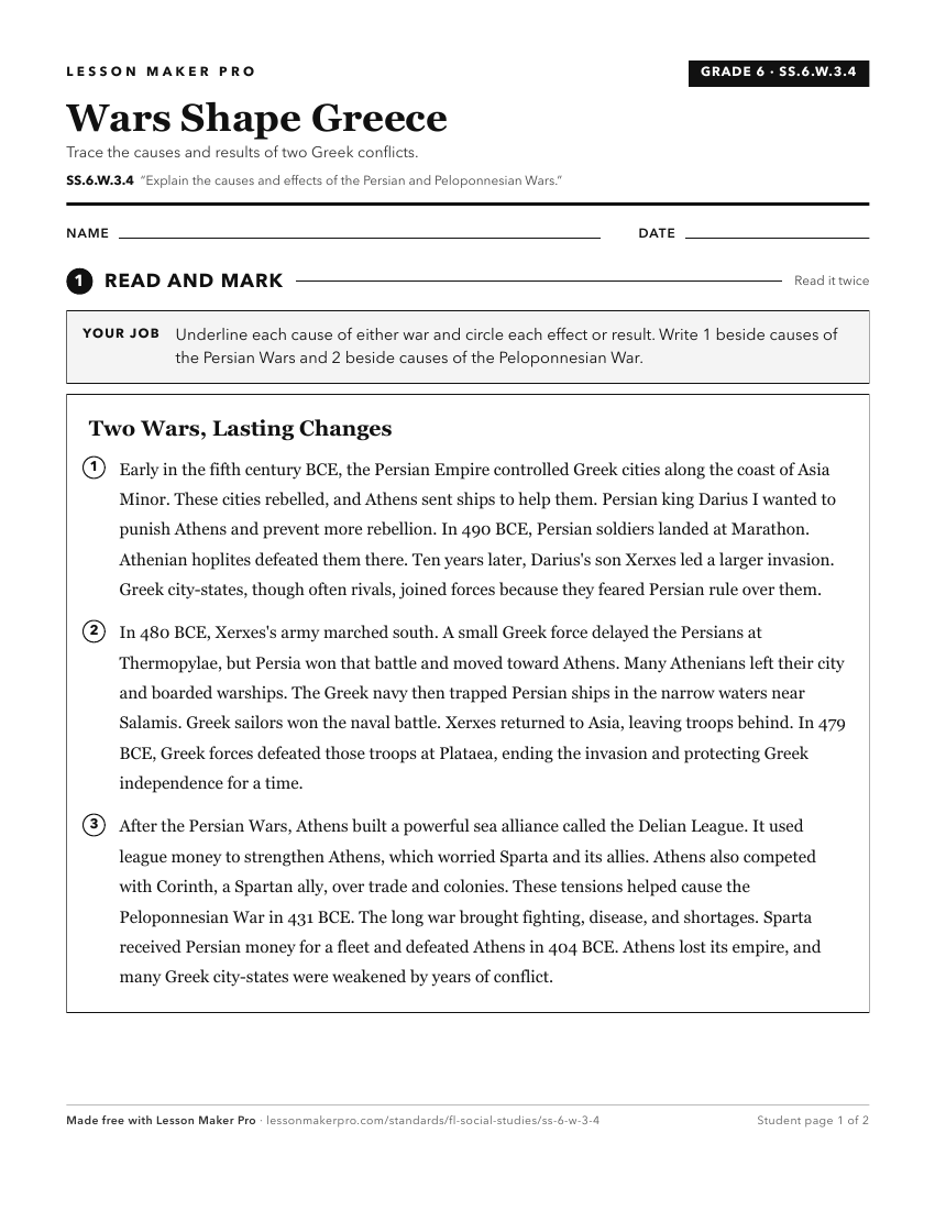Preview of the SS.6.W.3.4 printable worksheet