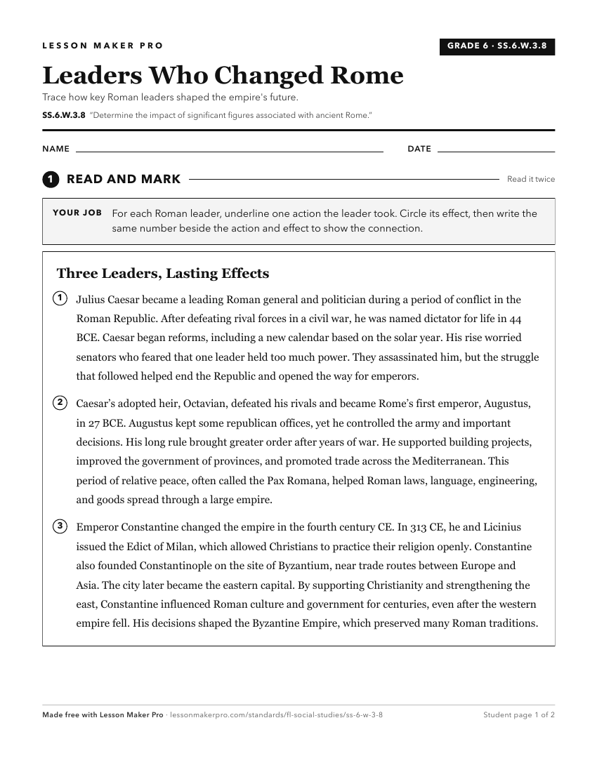 Preview of the SS.6.W.3.8 printable worksheet