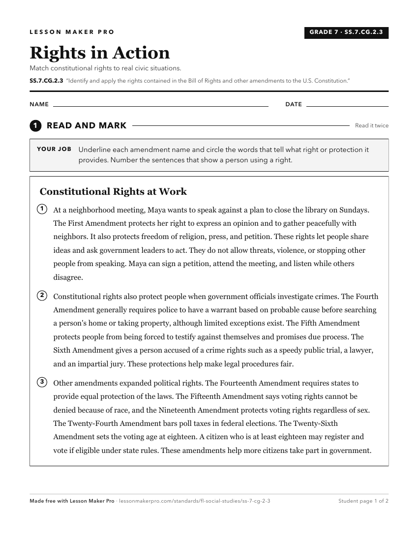Preview of the SS.7.CG.2.3 printable worksheet