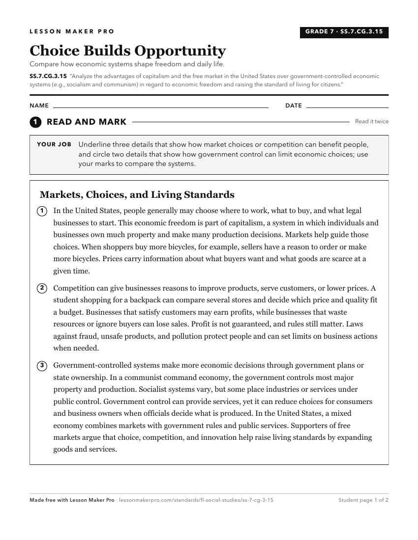 Preview of the SS.7.CG.3.15 printable worksheet