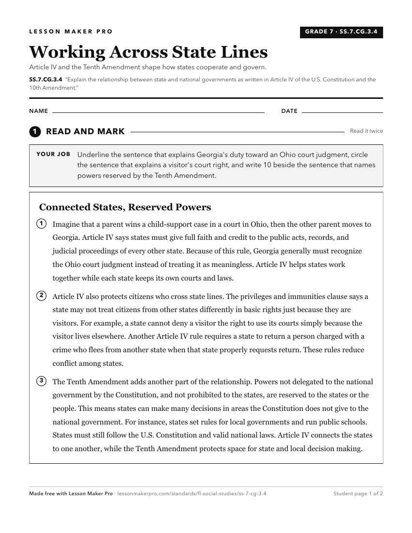 Preview of the SS.7.CG.3.4 printable worksheet