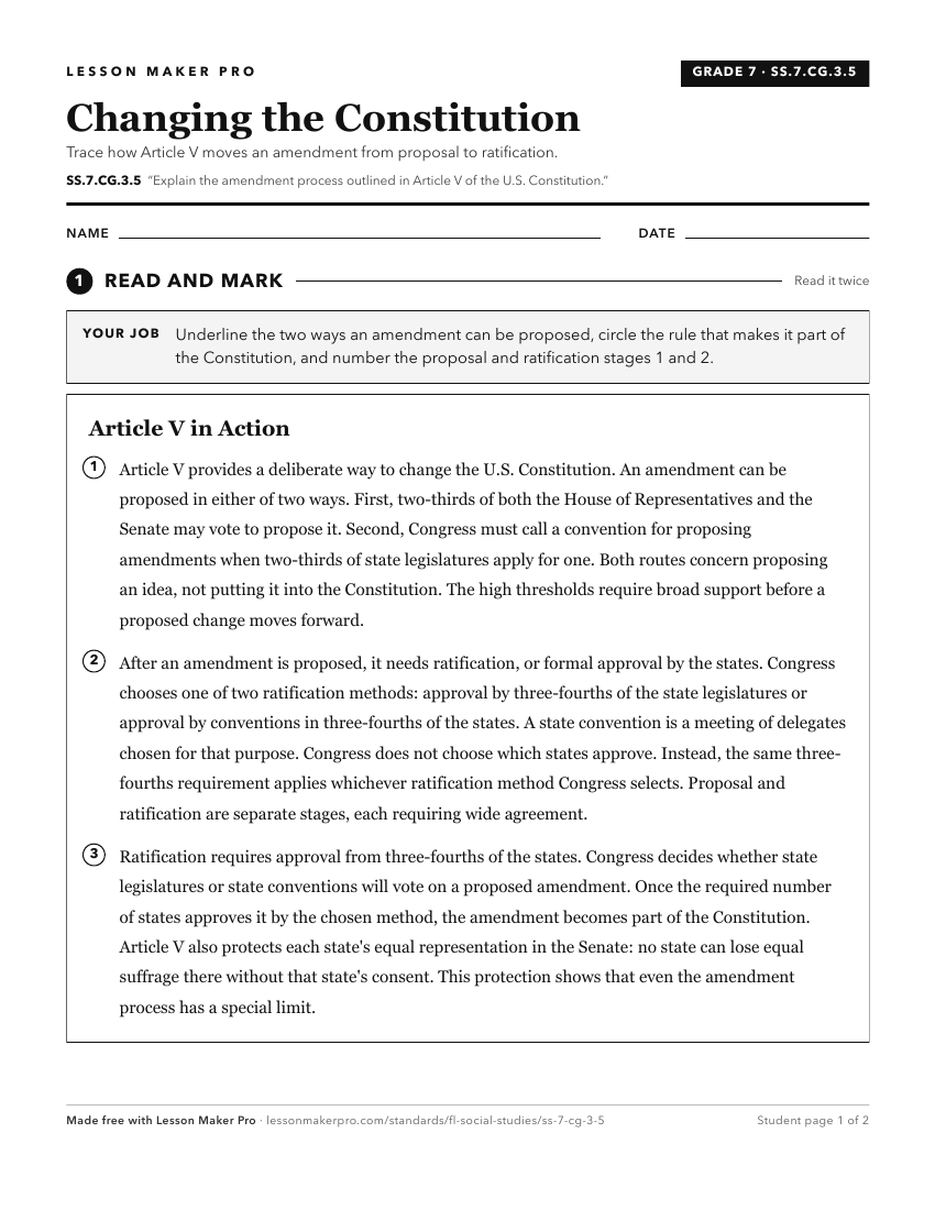 Preview of the SS.7.CG.3.5 printable worksheet