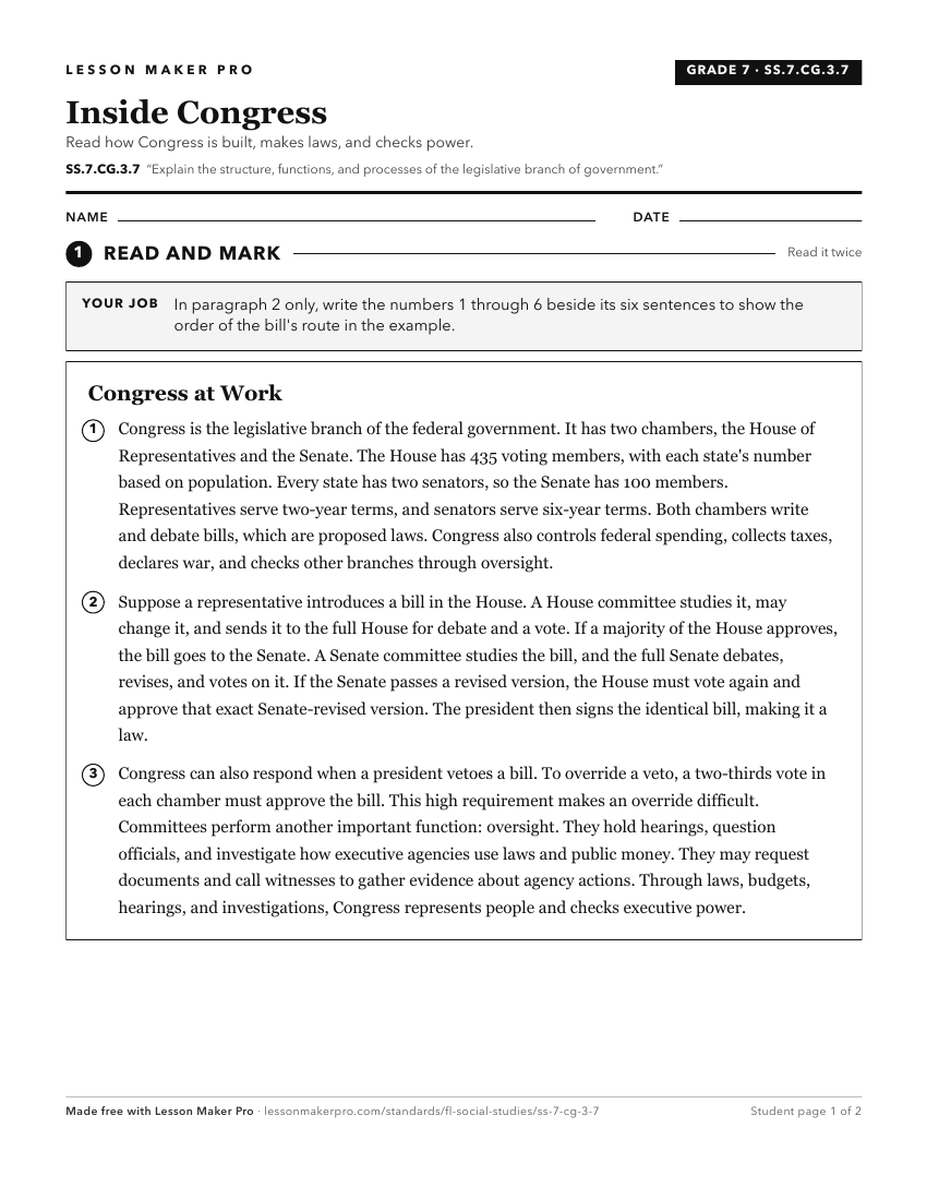 Preview of the SS.7.CG.3.7 printable worksheet