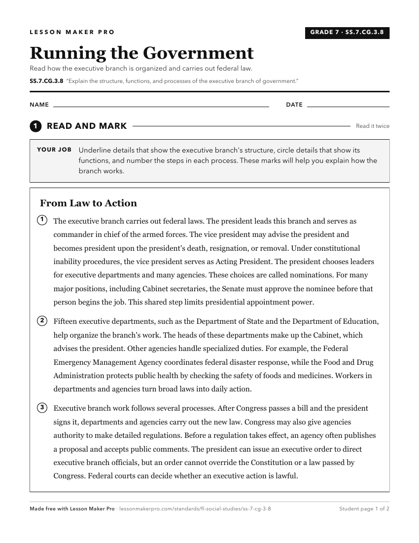 Preview of the SS.7.CG.3.8 printable worksheet