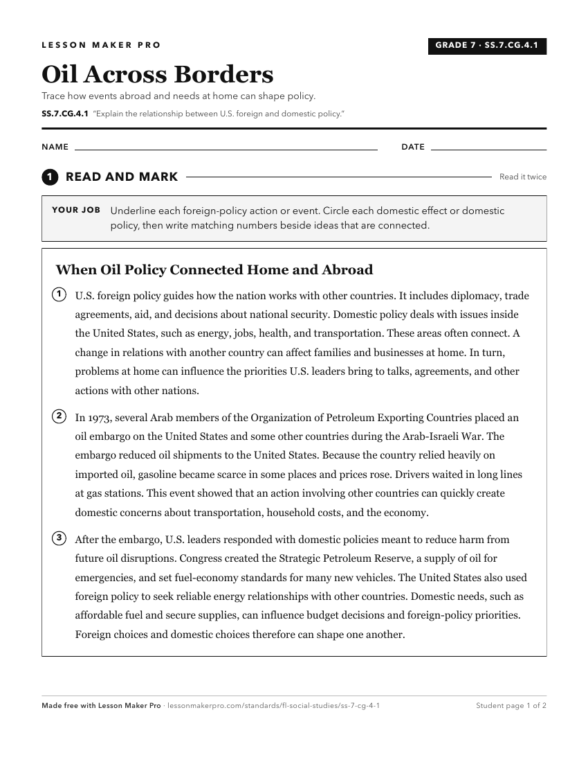 Preview of the SS.7.CG.4.1 printable worksheet