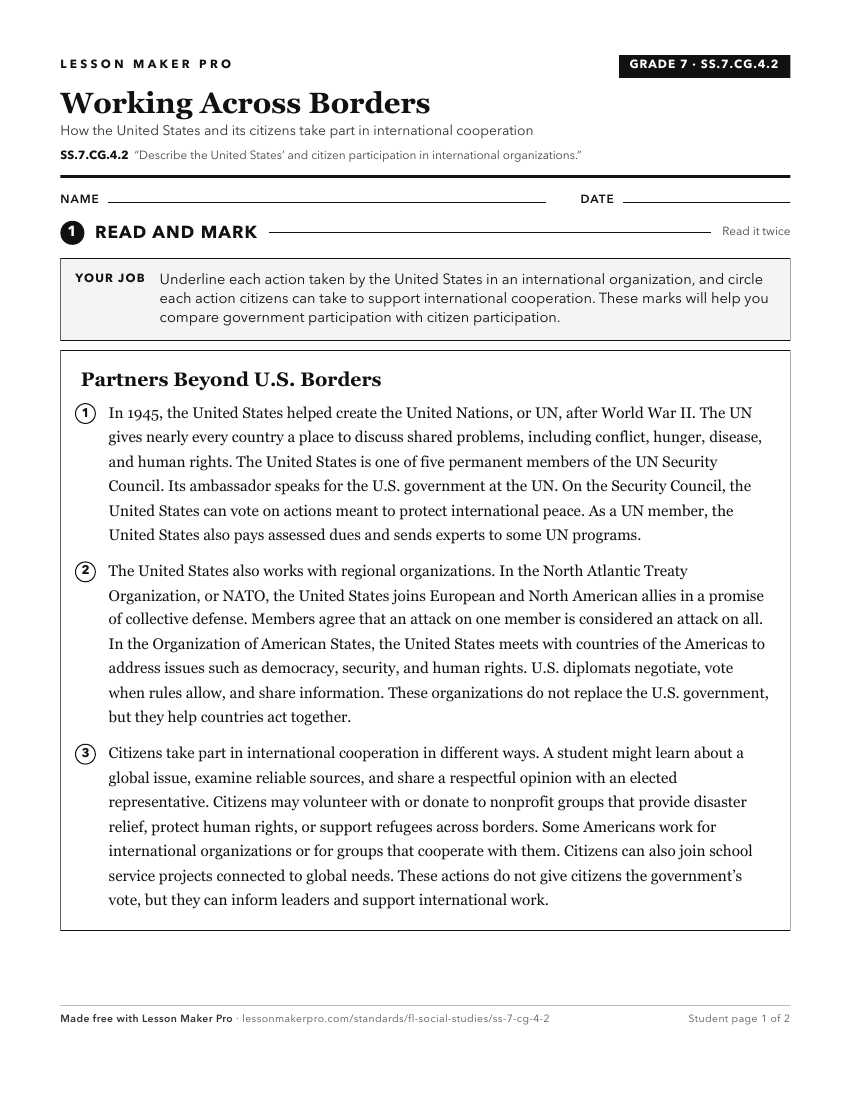 Preview of the SS.7.CG.4.2 printable worksheet