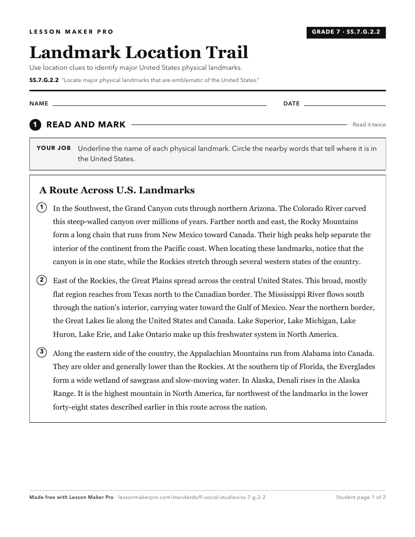 Preview of the SS.7.G.2.2 printable worksheet