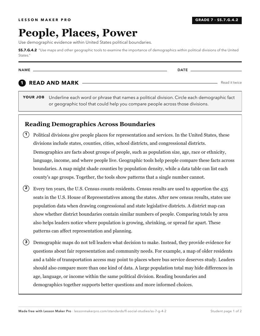 Preview of the SS.7.G.4.2 printable worksheet