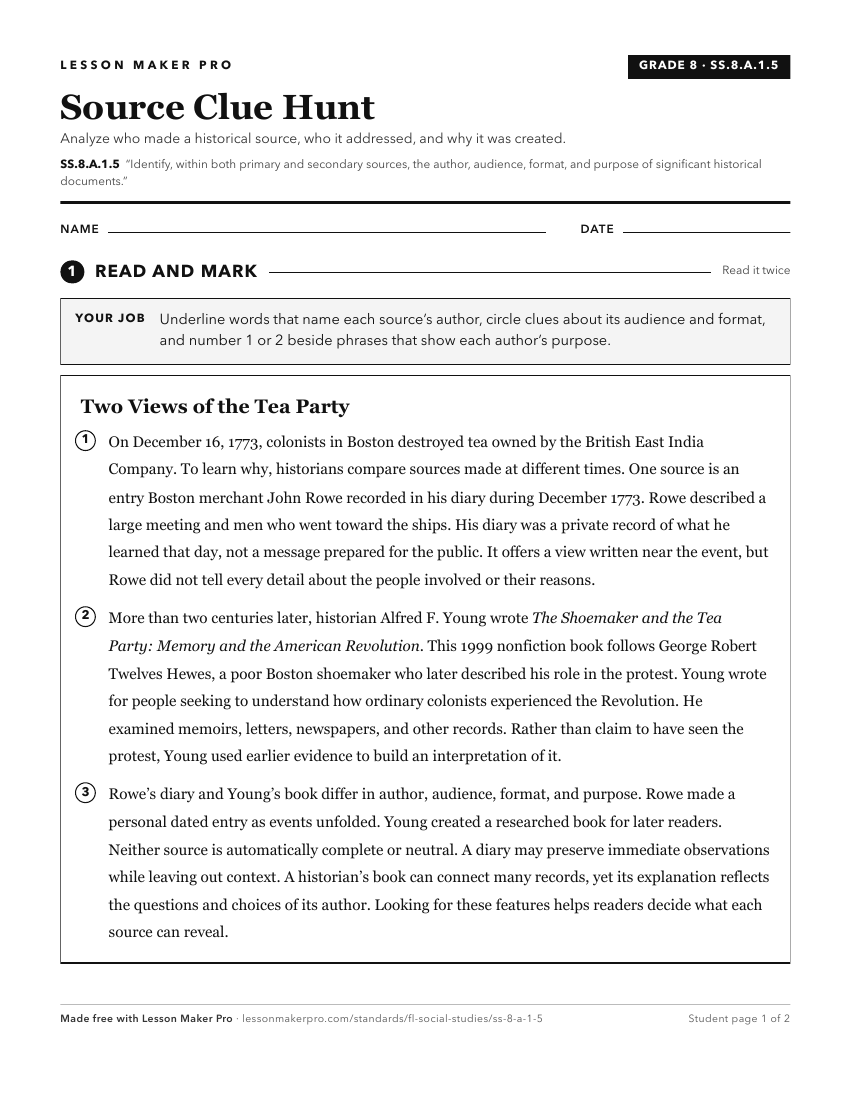 Preview of the SS.8.A.1.5 printable worksheet