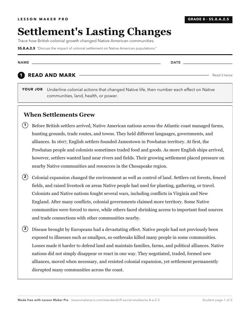 Preview of the SS.8.A.2.5 printable worksheet