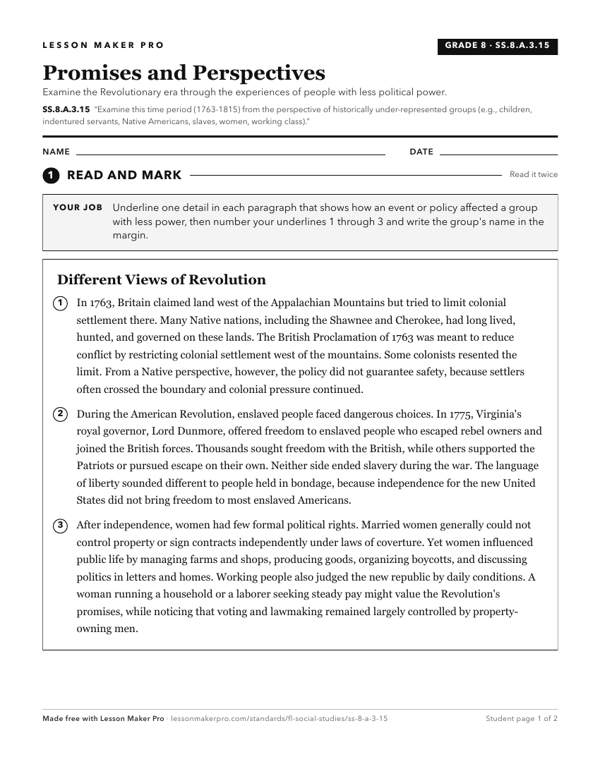 Preview of the SS.8.A.3.15 printable worksheet