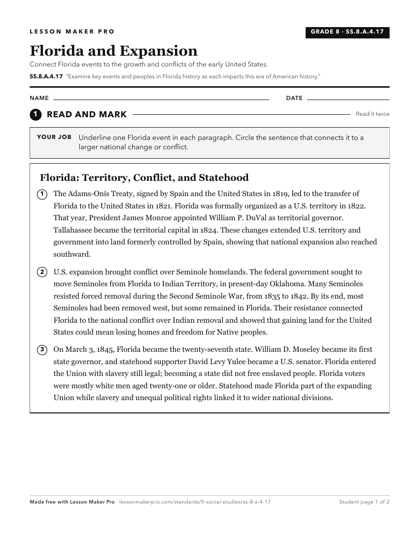 Preview of the SS.8.A.4.17 printable worksheet