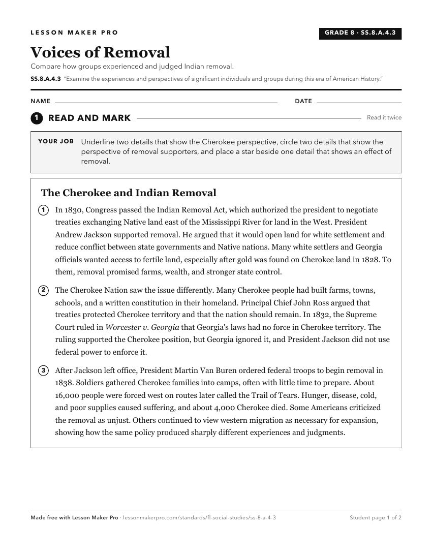 Preview of the SS.8.A.4.3 printable worksheet