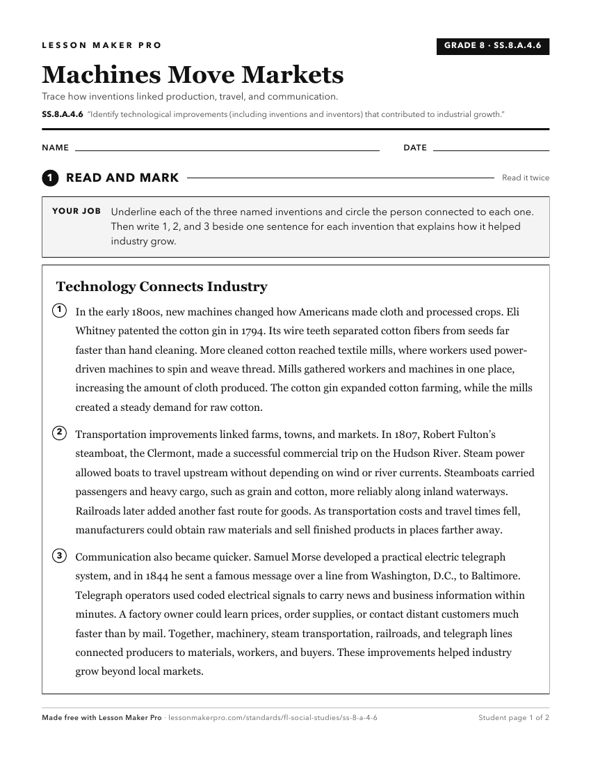 Preview of the SS.8.A.4.6 printable worksheet