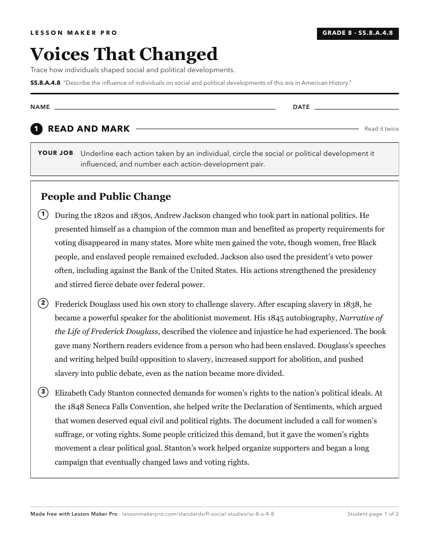 Preview of the SS.8.A.4.8 printable worksheet