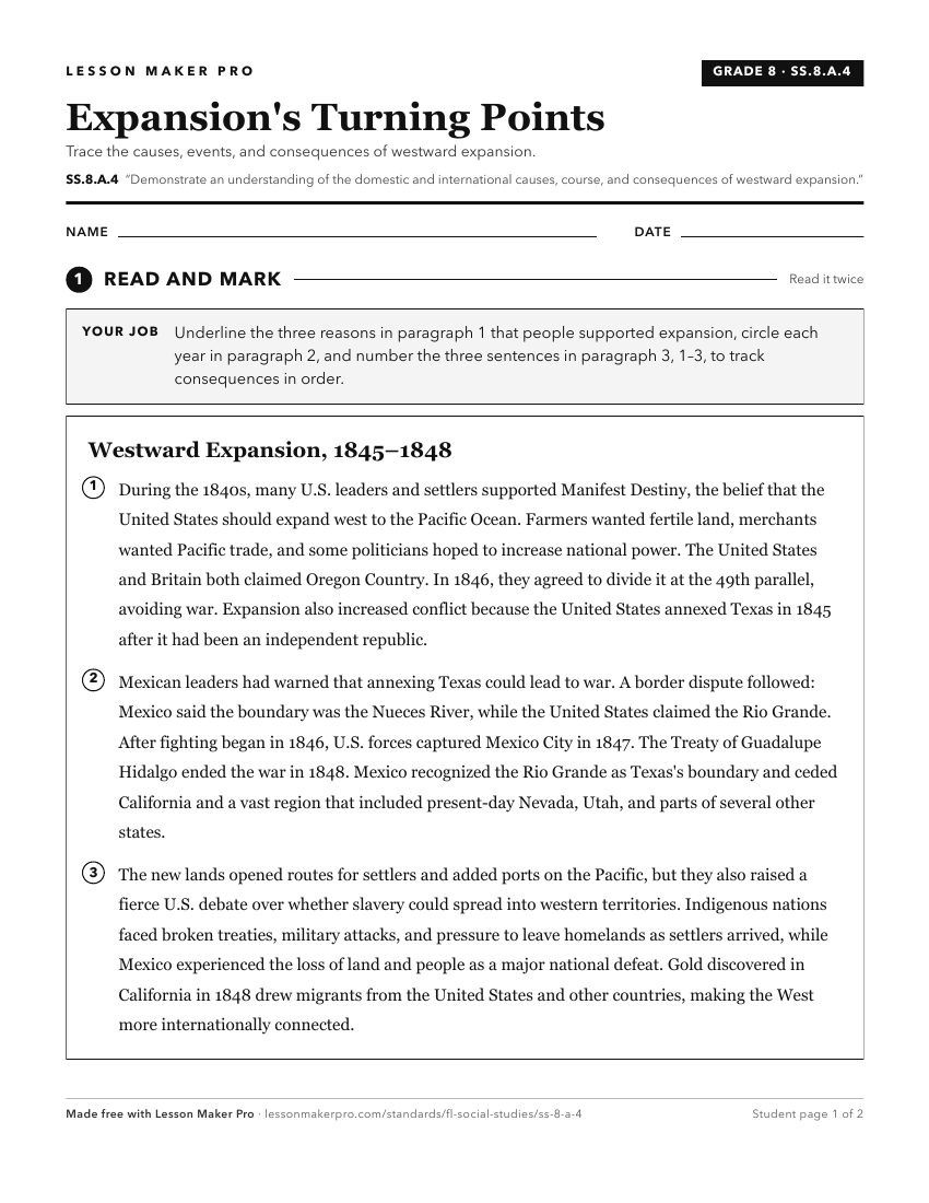 Preview of the SS.8.A.4 printable worksheet