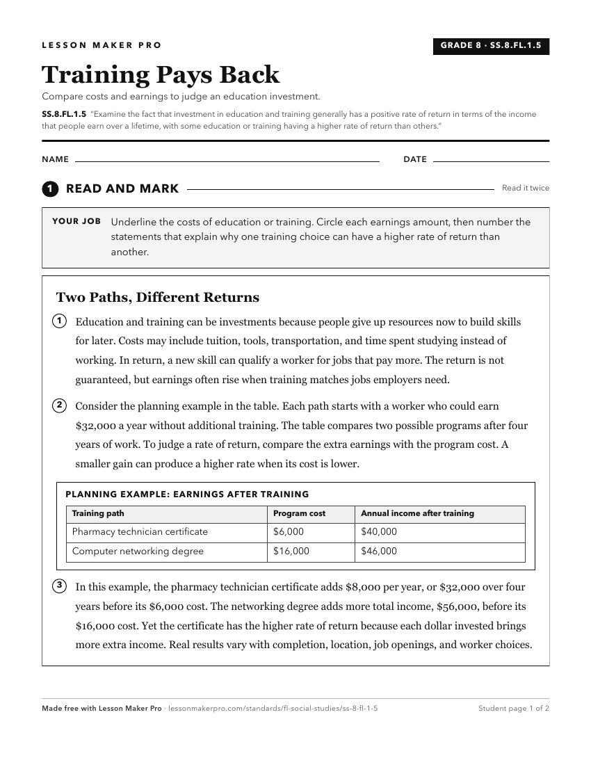 Preview of the SS.8.FL.1.5 printable worksheet