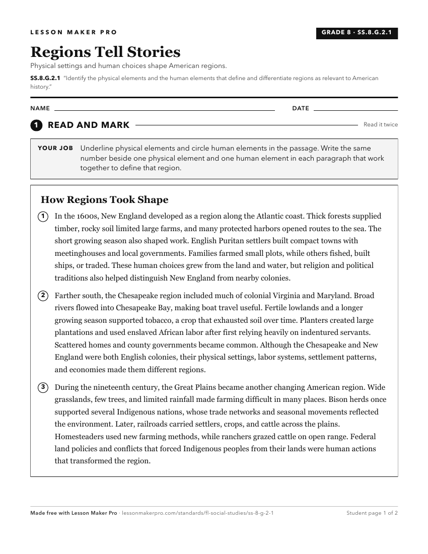 Preview of the SS.8.G.2.1 printable worksheet